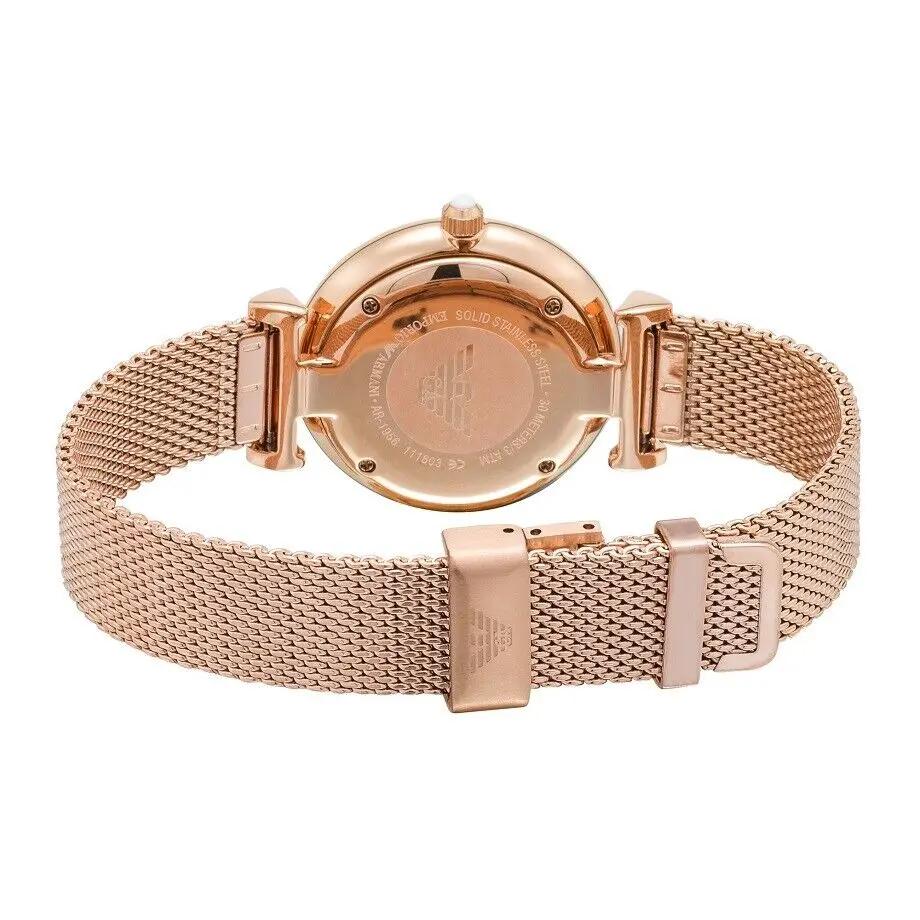 Emporio Armani AR1956 Gianni T Bar Silver Dial Rose Gold Mesh Bracelet Watch For Women Emporio Armani