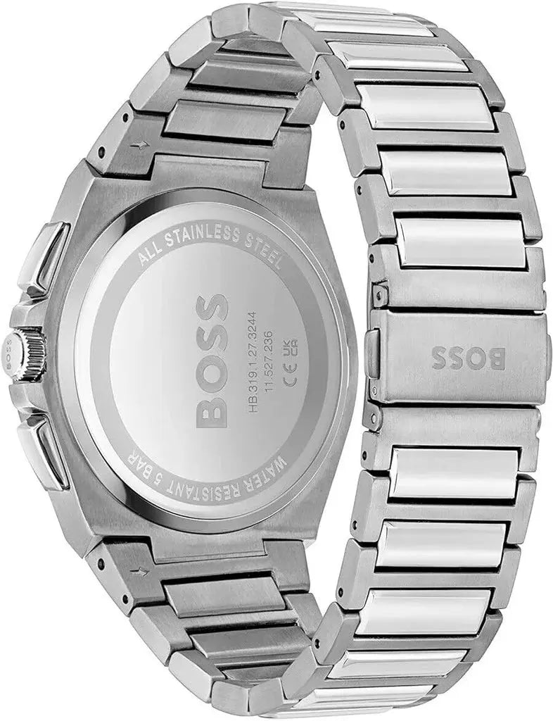 Hugo Boss 1514048 Steer Chronograph Blue Dial Silver Steel Strap Watch For Men Hugo Boss
