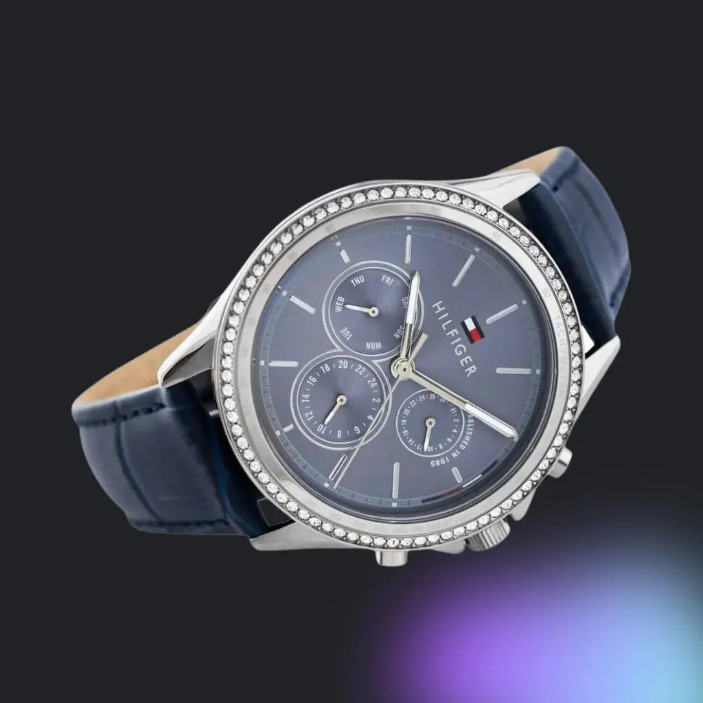 Tommy Hilfiger 1781979 Ari Quartz Diamonds Blue Dial Blue Leather Strap Watch for Women Tommy Hilfiger