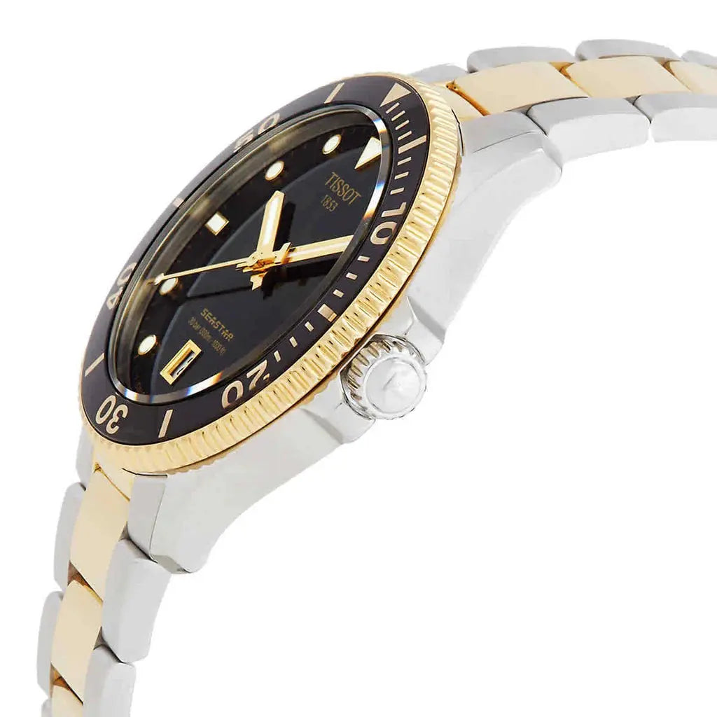 Tissot T120.410.22.051.00 Seastar 1000 Black Dial Two Tone Steel Strap Watch For Men Tissot
