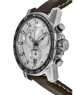Tissot T125.617.16.031.00 Supersport Chrono Silver Dial Brown Leather Strap Watch for Men Tissot