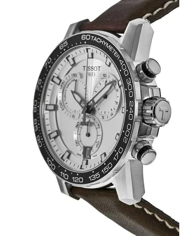 Tissot T125.617.16.031.00 Supersport Chrono Silver Dial Brown Leather Strap Watch for Men Tissot