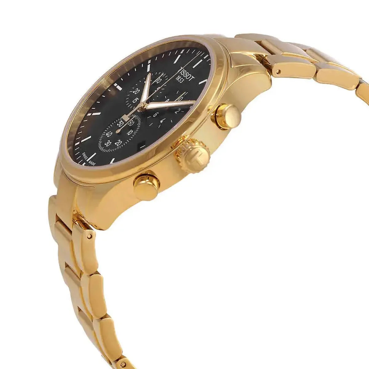 Tissot T116.617.33.051.00 Chrono XL Classic Black Dial Gold Steel Strap Watch for Men Tissot