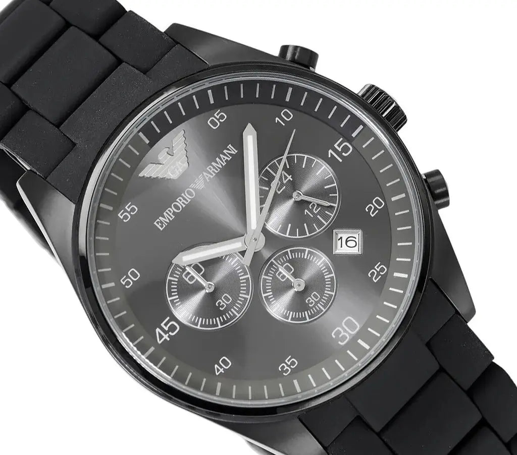 Emporio Armani AR5889 Sportivo Chronograph Black Dial Black Stainless Steel Watch For Men Emporio Armani