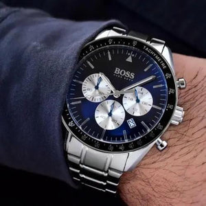 Hugo Boss 1513630 Chronograph Blue Dial Silver Steel Strap Watch for Men Hugo Boss