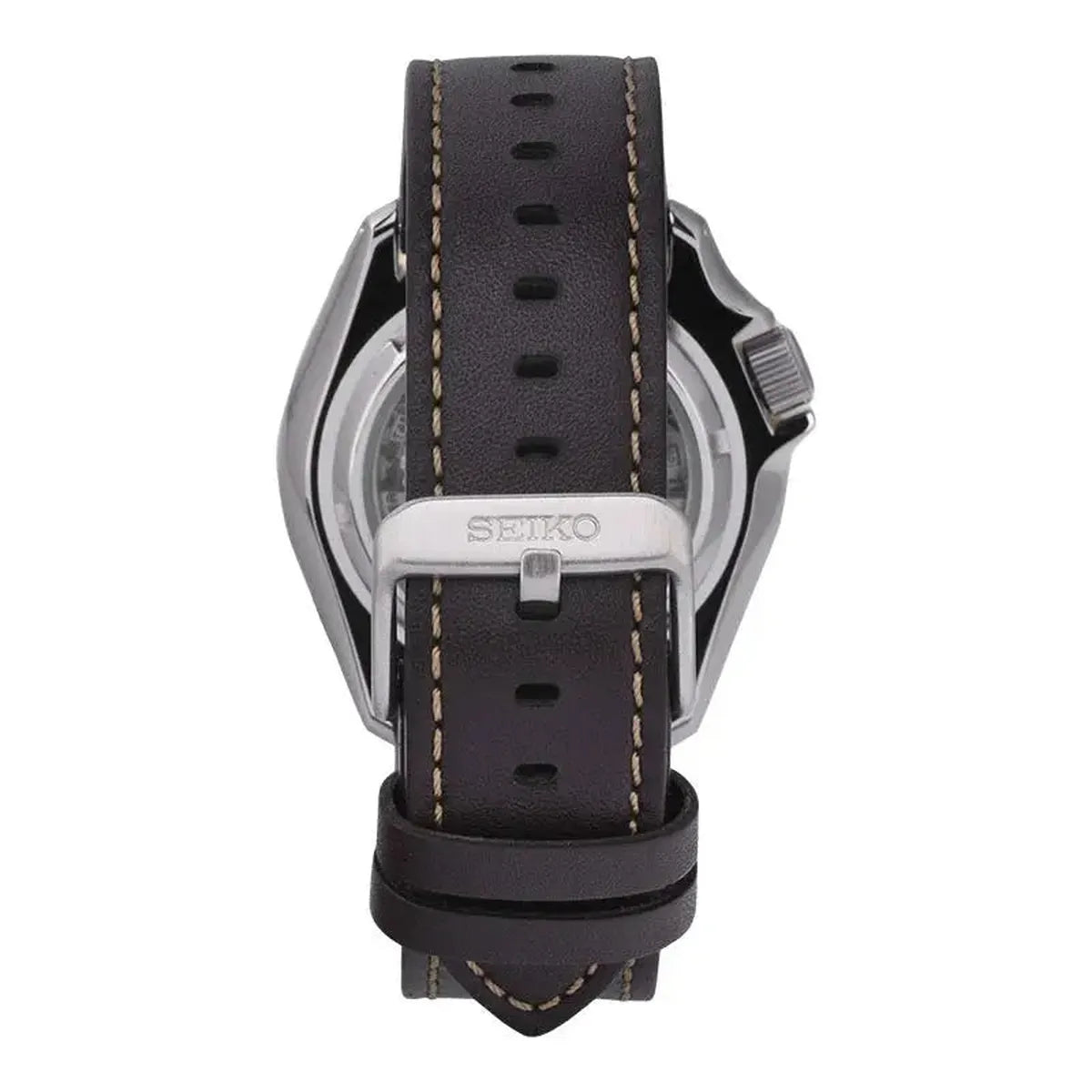 Seiko SSK036K1 5 Sports SKX GMT Automatic Mocha Black Dial Brown Leather Strap Watch For Men Seiko