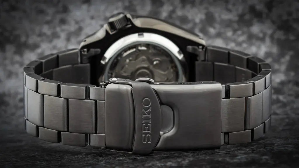 Seiko SRPD65K1 5 Sports Automatic Black Dial Black Steel Strap Watch For Men Seiko