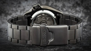 Seiko SRPD65K1 5 Sports Automatic Black Dial Black Steel Strap Watch For Men Seiko