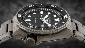 Seiko SRPD65K1 5 Sports Automatic Black Dial Black Steel Strap Watch For Men Seiko