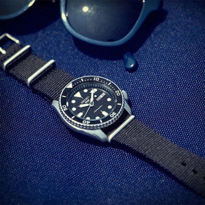 Seiko 5 Sports Black Dial Nylon Strap Automatic Men's Watch SRPD55K3 - Watch Enclave