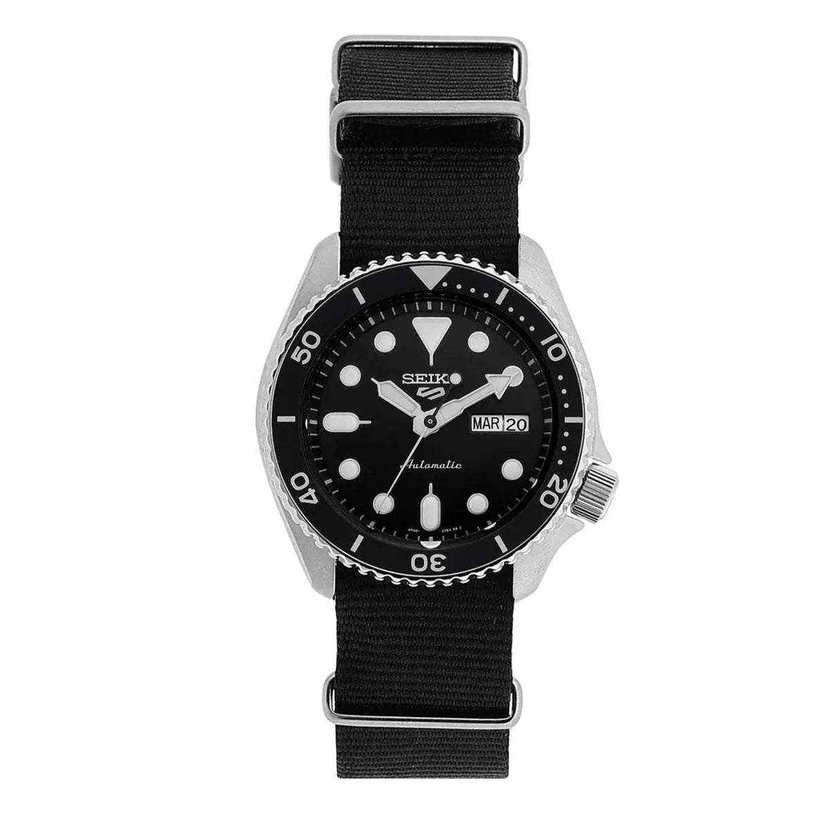 Seiko 5 Sports Black Dial Nylon Strap Automatic Men's Watch SRPD55K3 - Watch Enclave