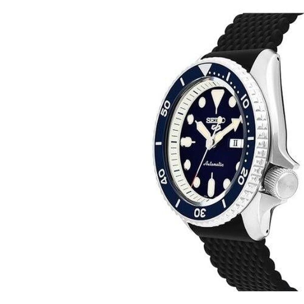 Seiko 5 Sports Blue Dial Silicone Strap Automatic Men's Watch SRPD71K2 - Watch Enclave