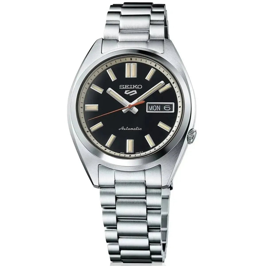 Front view of Seiko 5 Sports SRPK89K1 with curved Hardlex crystal