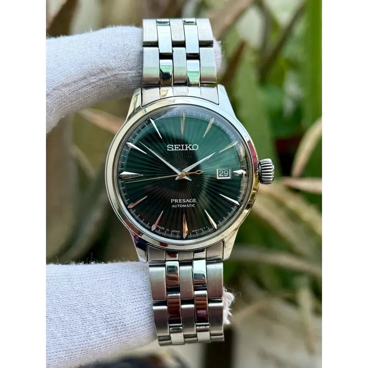 Seiko Presage Cocktail Time 'Mockingbird' Green Made in Japan Automatic Men's Watch SRPE15J1 - Watch Enclave