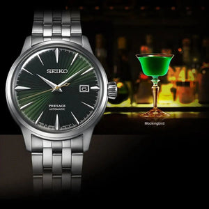 Seiko Presage Cocktail Time 'Mockingbird' Green Made in Japan Automatic Men's Watch SRPE15J1 - Watch Enclave
