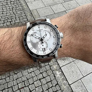 Tissot T125.617.16.031.00 Supersport Chrono Silver Dial Brown Leather Strap Watch for Men Tissot