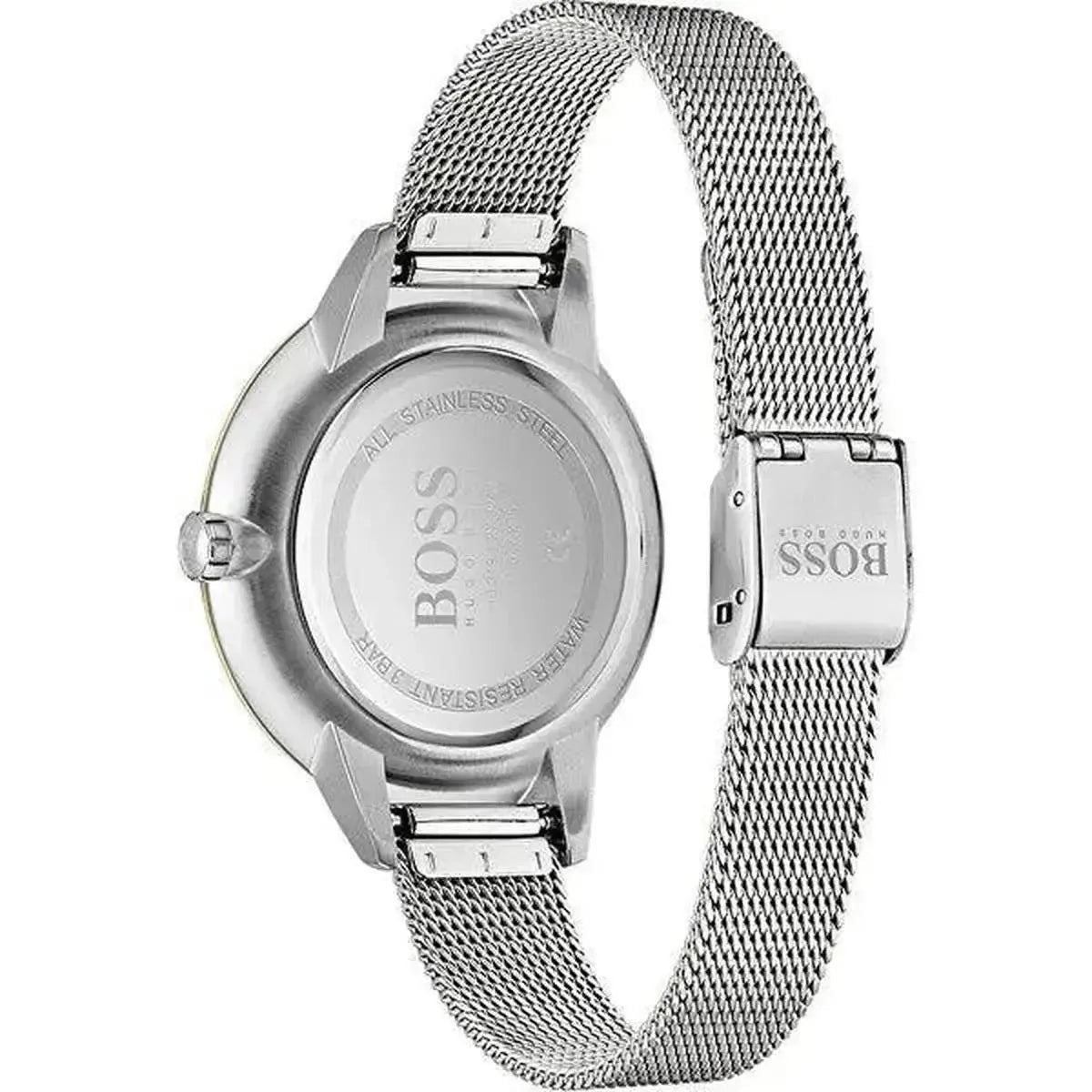 Hugo Boss 1502600 Symphony Gold Dial Silver Mesh Bracelet Watch for Women Hugo Boss