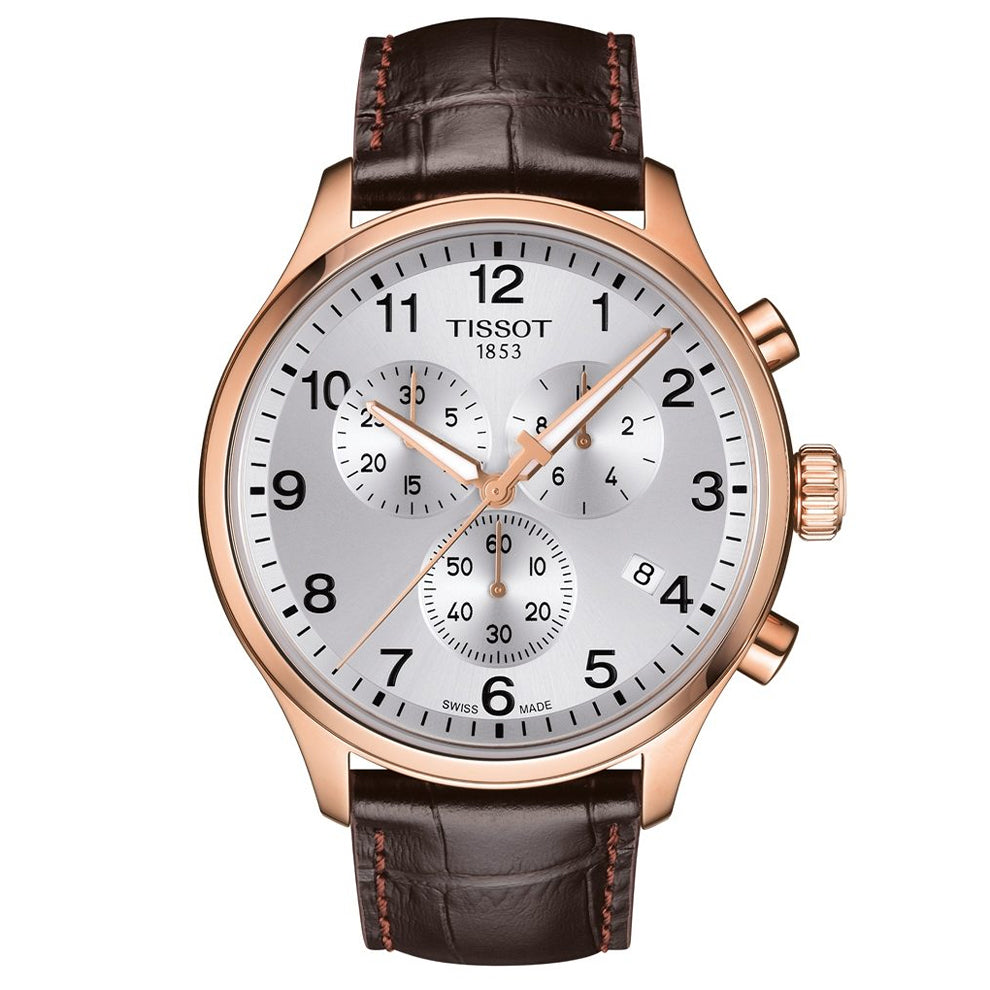 Tissot Chrono XL T116.617.36.037.00 – Silver Dial & Brown Leather Men’s Chronograph Watch
