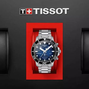 Tissot T120.417.11.041.01 Seastar 1000 Chronograph Driver Blue Dial Silver Steel Strap Watch For Men Tissot