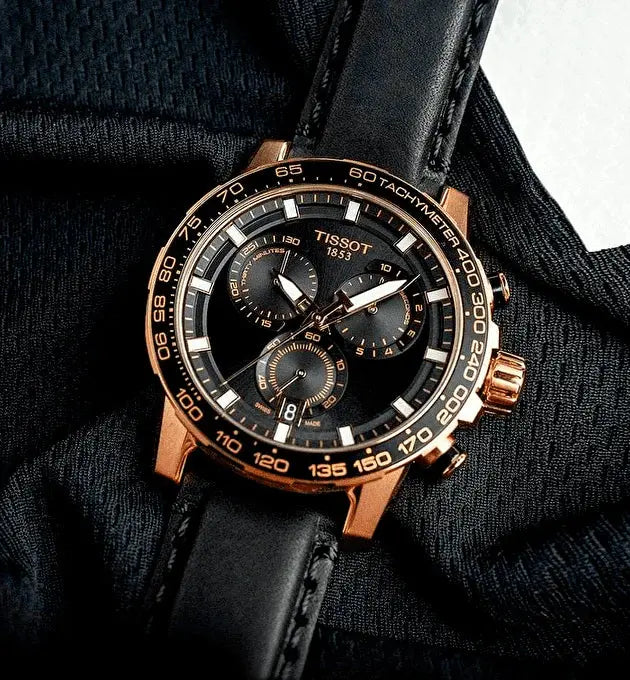 Tissot T125.617.36.051.00 Supersport Chrono Black Dial Black Leather Strap Watch for Men Tissot