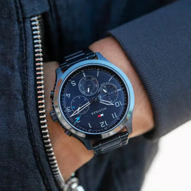Tommy Hilfiger 1791853 Asher Chronograph Blue Dial Blue Steel Strap Watch For Men Tommy Hilfiger