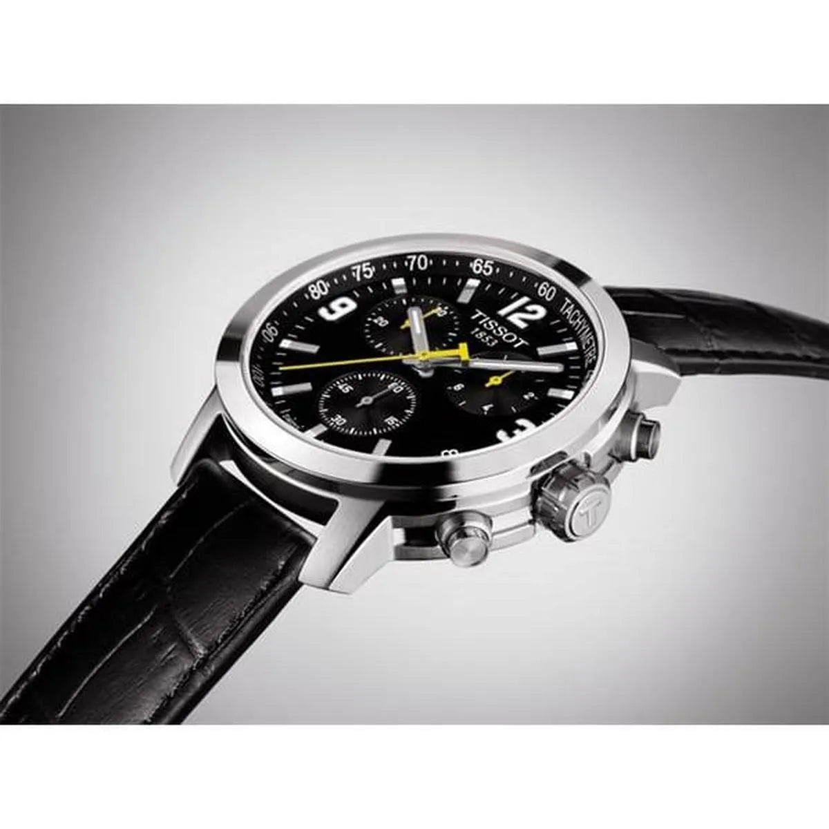 Tissot PRC 200 Chronograph 41mm Black Dial Leather Men's Watch T055.417.16.057.00 - Watch Enclave