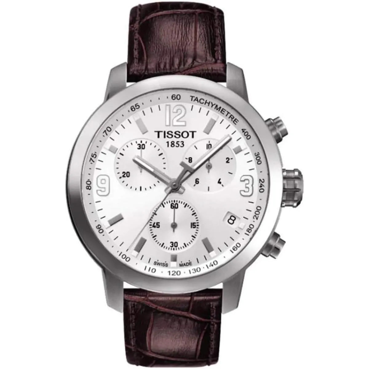 Tissot PRC 200 Chronograph 41mm Silver Dial Leather Men's Watch T055.417.16.017.01 - Watch Enclave