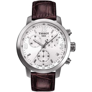 Tissot PRC 200 Chronograph 41mm Silver Dial Leather Men's Watch T055.417.16.017.01 - Watch Enclave