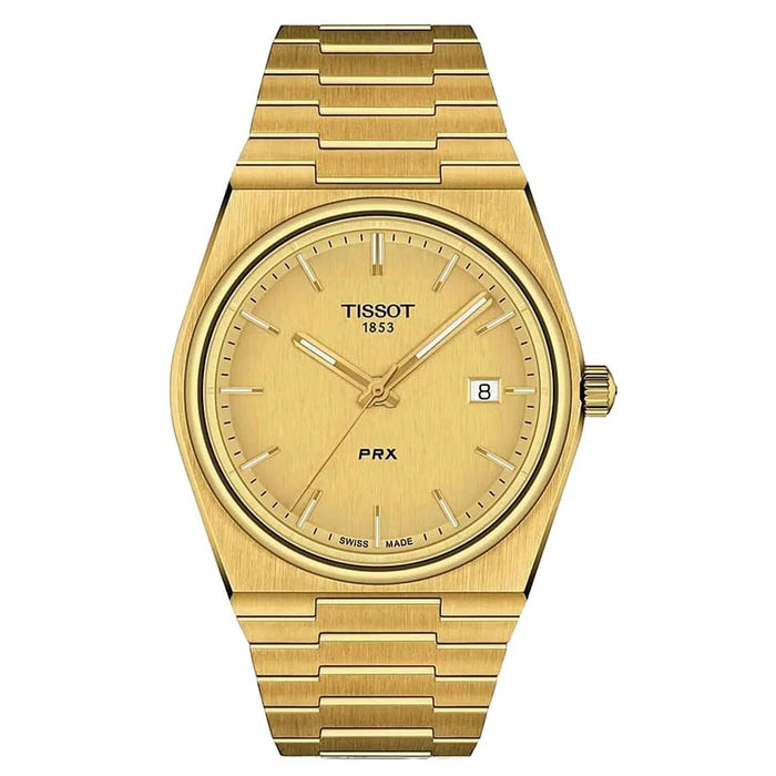 Gold-tone Tissot PRX 35mm with sapphire crystal and champagne dial