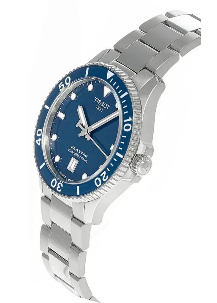 Tissot T120.410.11.041.00 Seastar 1000 Blue Dial Silver Steel Strap Watch For Men Tissot