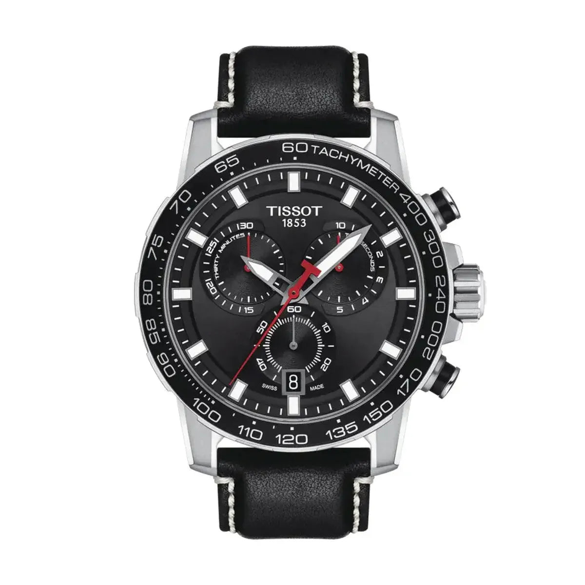 Tissot T125.617.16.051.00 Supersport Chrono Black Dial Black Leather Strap Watch for Men Tissot