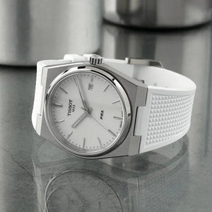 Tissot T137.410.17.011.00 PRX 40 White Dial White Rubber Strap Watch For Men Tissot