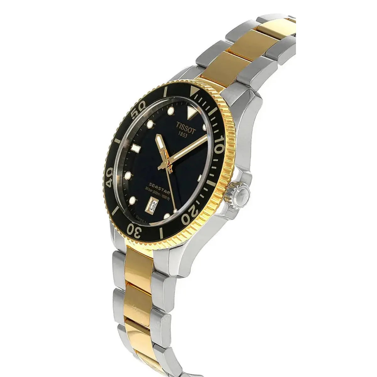 Tissot T120.410.22.051.00 Seastar 1000 Black Dial Two Tone Steel Strap Watch For Men Tissot