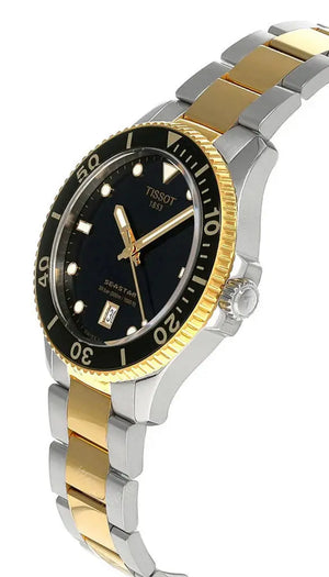 Tissot T120.410.22.051.00 Seastar 1000 Black Dial Two Tone Steel Strap Watch For Men Tissot