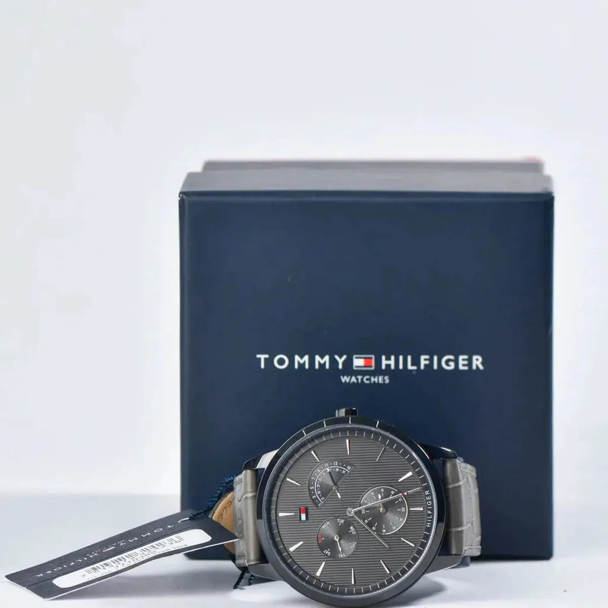 Tommy Hilfiger 1710388 Brad Chronograph Quartz Grey Dial Grey Leather Strap Watch For Men Tommy Hilfiger