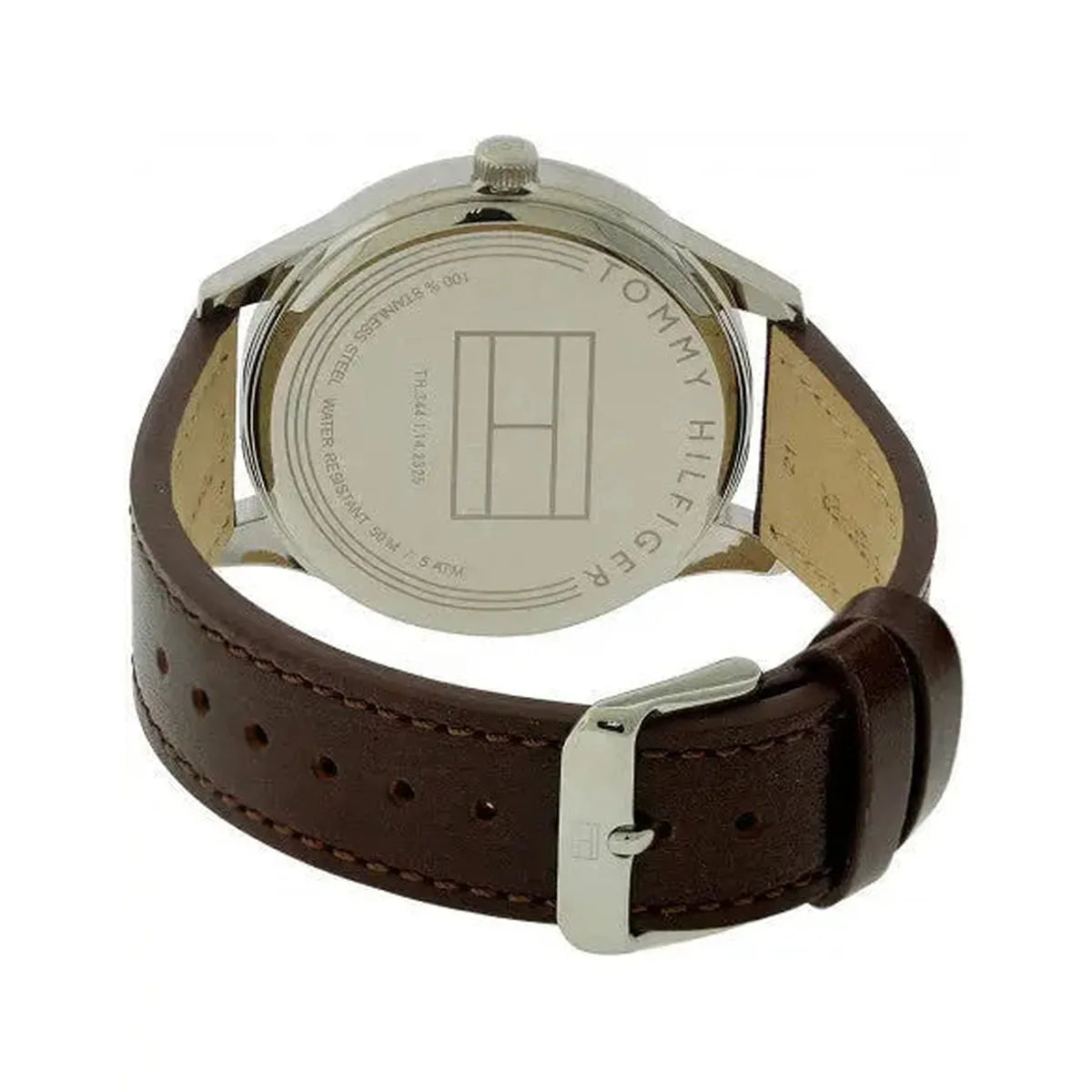 Tommy Hilfiger 1791418 Damon Quartz White Dial Brown Leather Strap Watch for Men Tommy Hilfiger