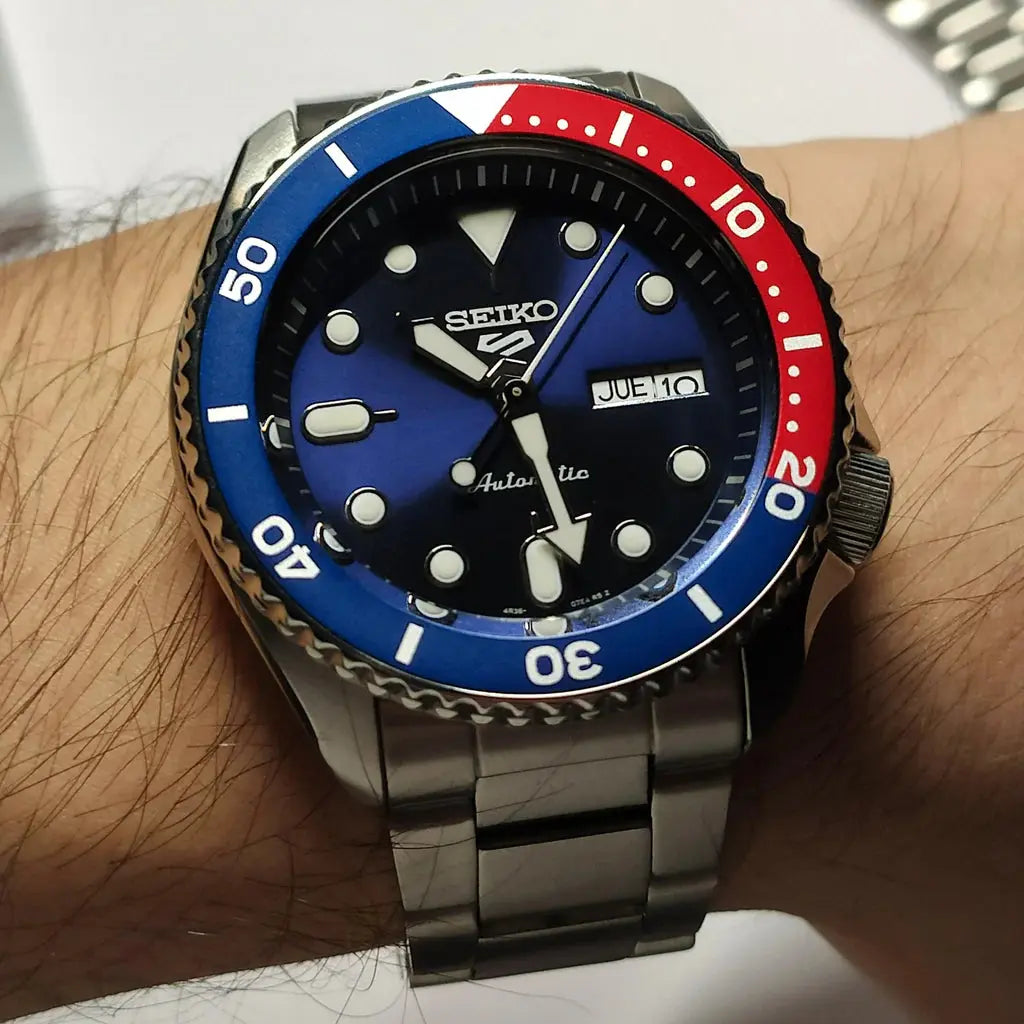 Seiko SRPD53K1 5 Sports Automatic Blue Dial Silver Steel Strap Watch For Men Seiko