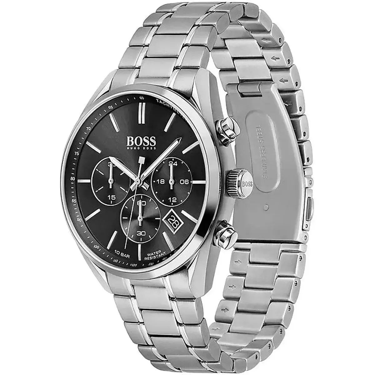 Hugo Boss 1513871 Champion Black Dial Silver Steel Strap Watch for Men Hugo Boss