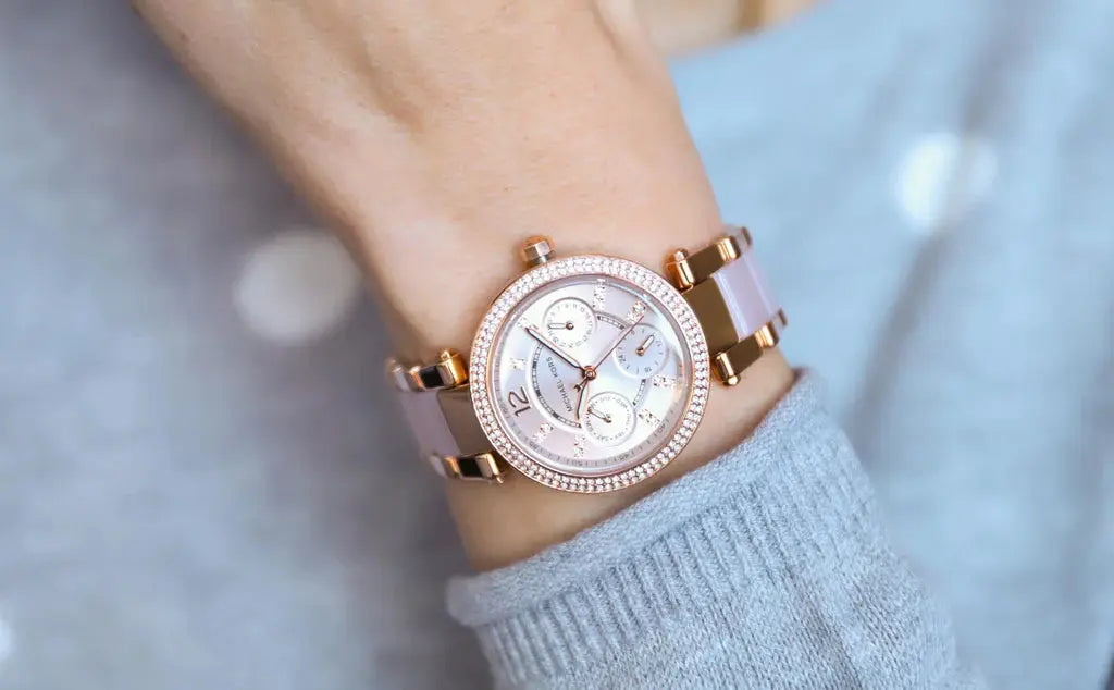 Michael Kors MK6110 Parker Pink Dial Two Tone Steel Strap Watch for Women Michael Kros