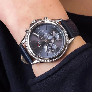 Tommy Hilfiger 1781979 Ari Quartz Diamonds Blue Dial Blue Leather Strap Watch for Women Tommy Hilfiger