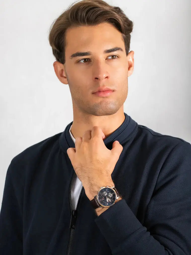 Tommy Hilfiger 1791290 Keagan Chronograph Blue Dial Brown Leather Strap Watch for Men Tommy Hilfiger