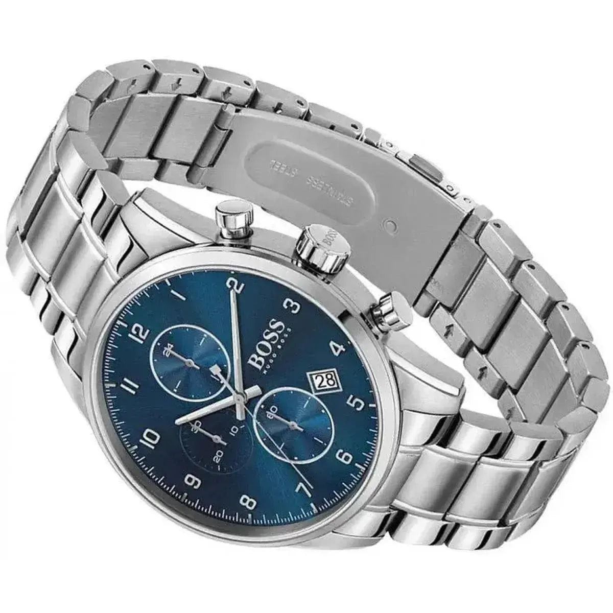 Hugo Boss 1513784 Skymaster Blue Dial Silver Steel Strap Watch for Men Hugo Boss