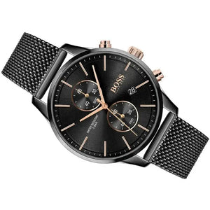 Hugo Boss 1513811 Associate Black Dial Black Mesh Bracelet Watch for Men Hugo Boss