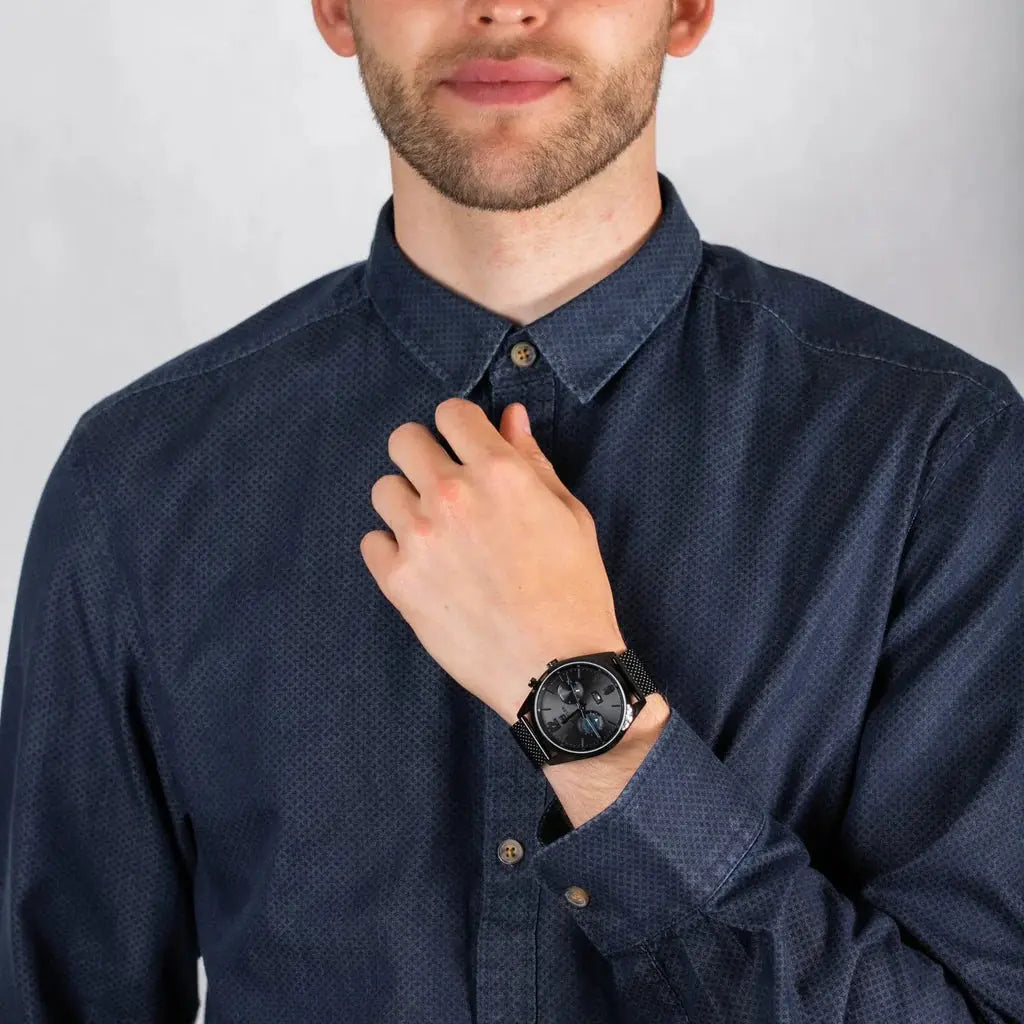 Tommy Hilfiger 1791547 Deacon Analog Black Dial Black Mesh Bracelet Watch for Men Tommy Hilfiger