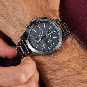 Tommy Hilfiger 1791719 Bank Grey Dial Grey Steel Strap Watch for Men Tommy Hilfiger
